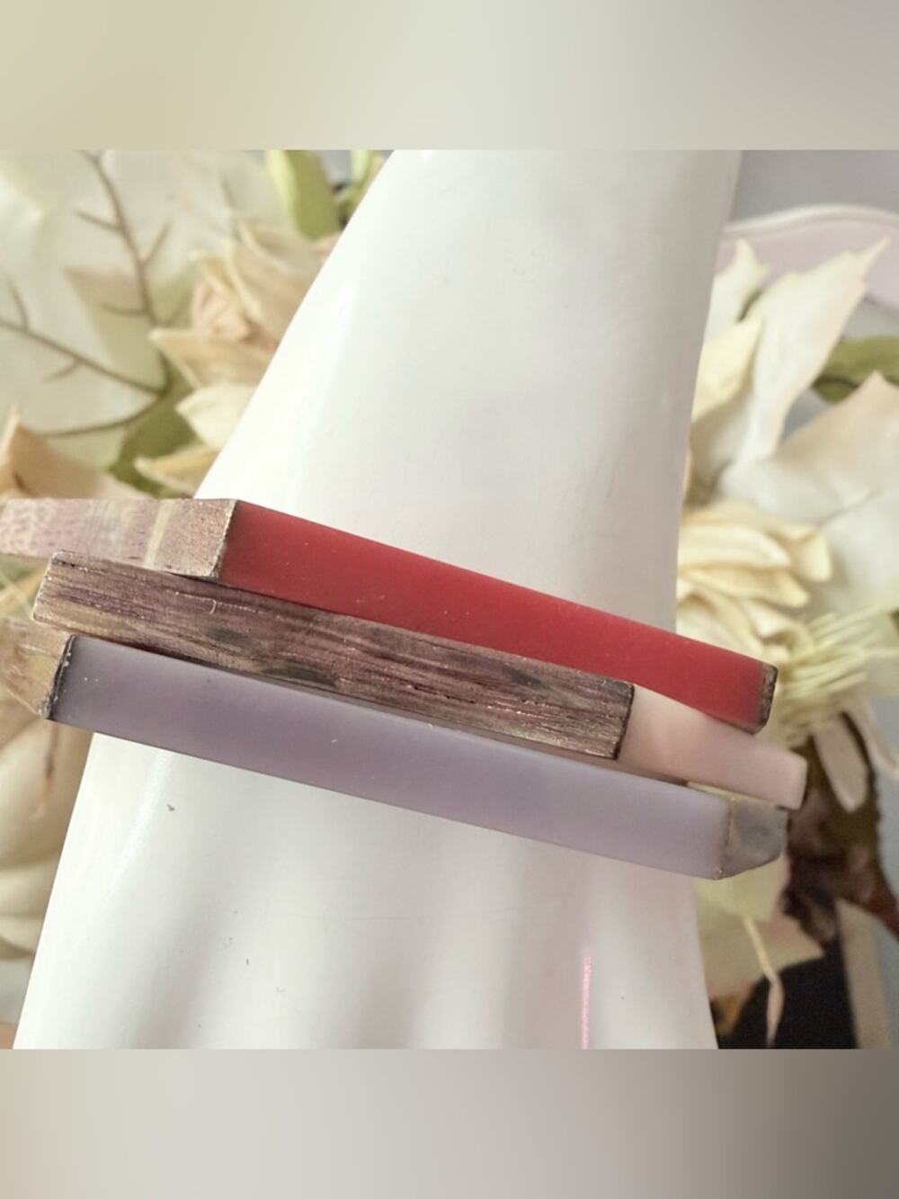 Olive & Poppy Reclaimed Oak Barrel Wood & Lucite Bracelet Set